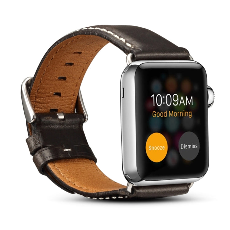 Denior Oil Wax Retro Watch Leather Watch Band for Apple Watch Series 7 45mm / 6 & SE & 5 & 4 44mm / 3 & 2 & 1 42mm (Black) - free shipping - PMC TechLife - Order now!