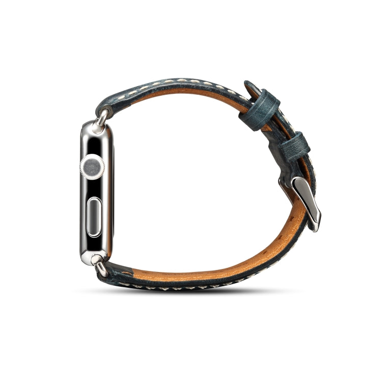 Denior Oil Wax Retro Watch Leather Watch Band for Apple Watch Series 7 45mm / 6 & SE & 5 & 4 44mm / 3 & 2 & 1 42mm (Dark Blue) - free shipping - PMC TechLife - Order now!