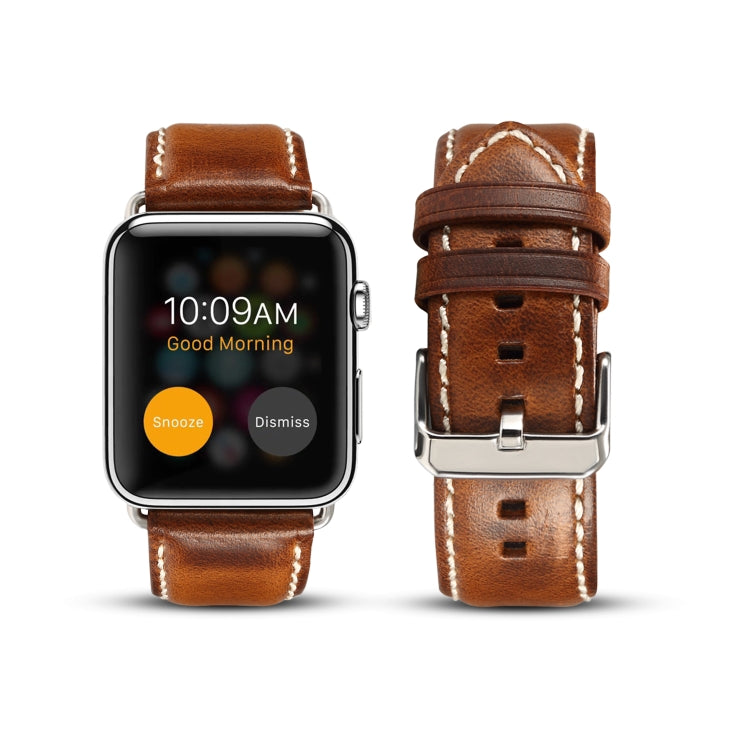 Denior Oil Wax Retro Watch Leather Watch Band for Apple Watch Series 7 45mm / 6 & SE & 5 & 4 44mm / 3 & 2 & 1 42mm (Brown) - free shipping - PMC TechLife - Order now!