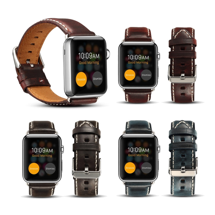 Denior Oil Wax Retro Watch Leather Watch Band for Apple Watch Series 7 45mm / 6 & SE & 5 & 4 44mm / 3 & 2 & 1 42mm (Dark Blue) - free shipping - PMC TechLife - Order now!