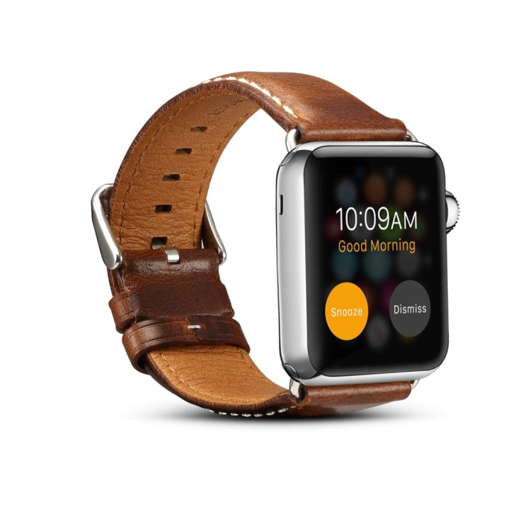 Denior Oil Wax Retro Watch Leather Watch Band for Apple Watch Series 7 41mm / 6 & SE & 5 & 4 40mm / 3 & 2 & 1 38mm (Brown) - free shipping - PMC TechLife - Order now!