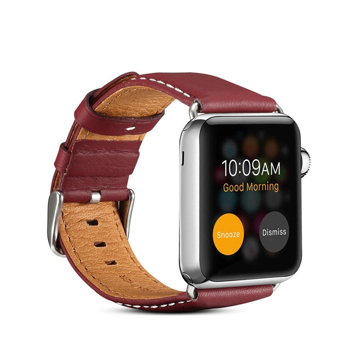 Denior Environmental Luxury Car Watch Leather Watch Band for Apple Watch Series 10 42mm / 9&8&7 41mm / SE 3&SE 2&6&SE&5&4 40mm / 3&2&1 38mm(Dark Red) - free shipping - PMC TechLife - Order now!