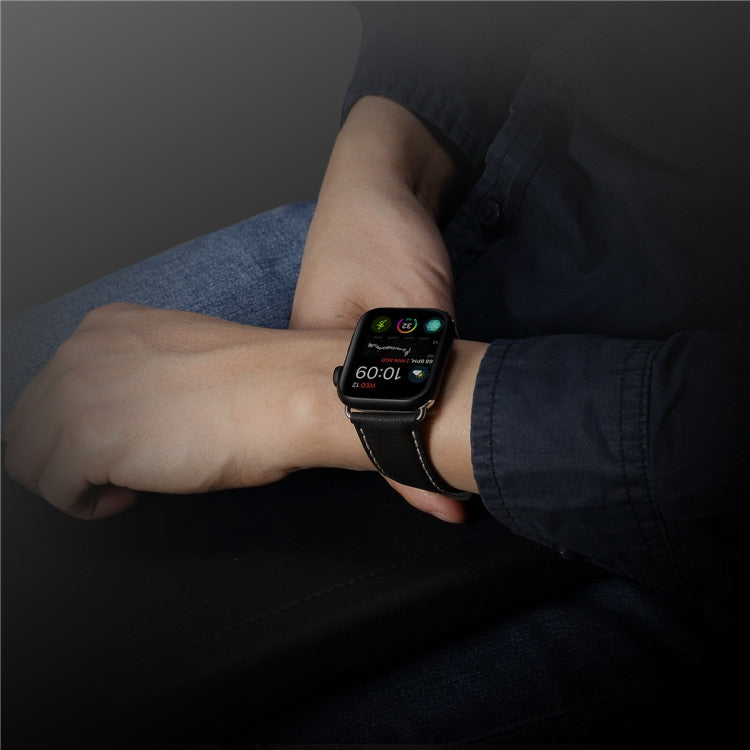 Denior Environmental Luxury Car Watch Leather Watch Band for Apple Watch Series 10 42mm / 9&8&7 41mm / SE 3&SE 2&6&SE&5&4 40mm / 3&2&1 38mm(Black) - free shipping - PMC TechLife - Order now!