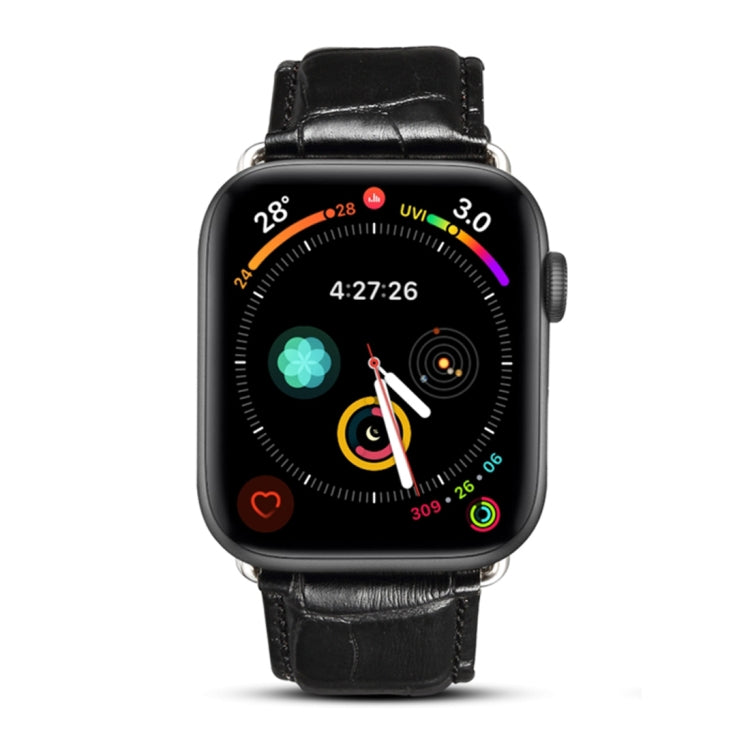 Denior Crocodile Grain Watch Cowhide Leather Watch Band for Apple Watch Series 7 45mm / 6 & SE & 5 & 4 44mm / 3 & 2 & 1 42mm (Black) - free shipping - PMC TechLife - Order now!