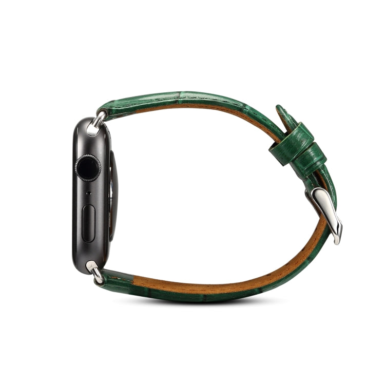 Denior Crocodile Grain Watch Cowhide Leather Watch Band for Apple Watch Series 7 45mm / 6 & SE & 5 & 4 44mm / 3 & 2 & 1 42mm (Green) - free shipping - PMC TechLife - Order now!