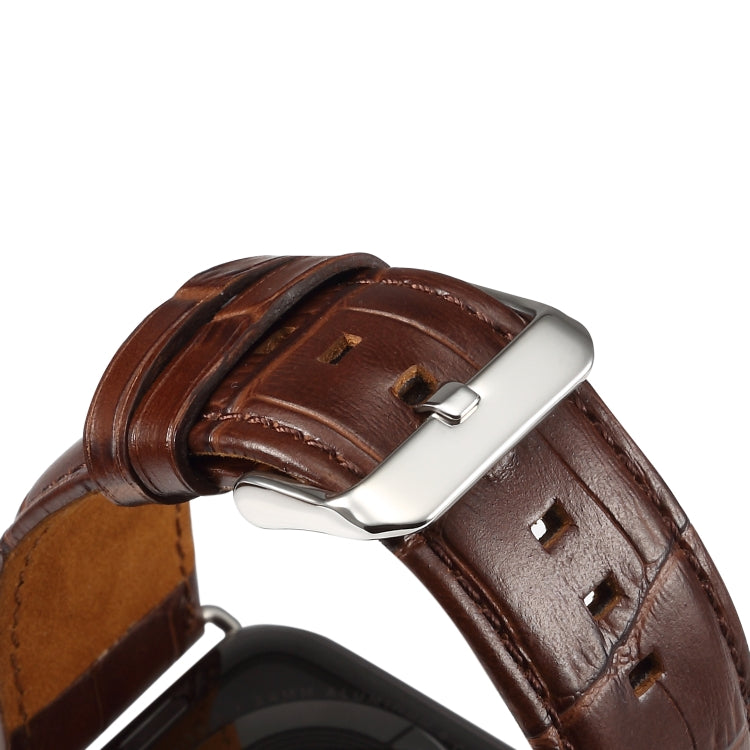 Denior Crocodile Grain Watch Cowhide Leather Watch Band for Apple Watch Series 7 45mm / 6 & SE & 5 & 4 44mm / 3 & 2 & 1 42mm (Brown) - free shipping - PMC TechLife - Order now!