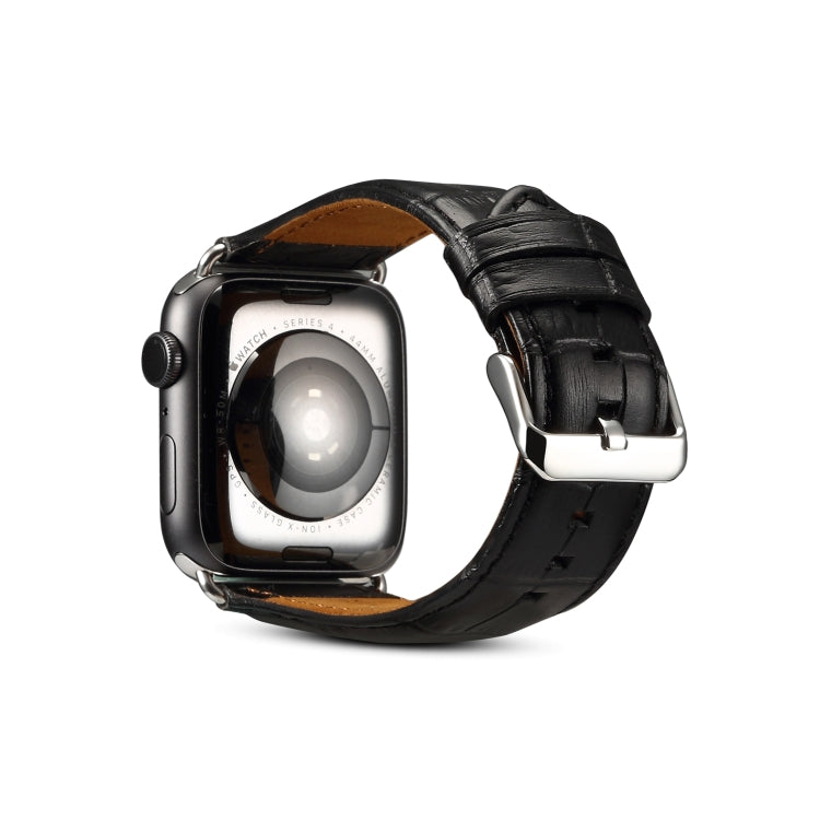 Denior Crocodile Grain Watch Cowhide Leather Watch Band for Apple Watch Series 7 41mm / 6 & SE & 5 & 4 40mm / 3 & 2 & 1 38mm (Black) - free shipping - PMC TechLife - Order now!