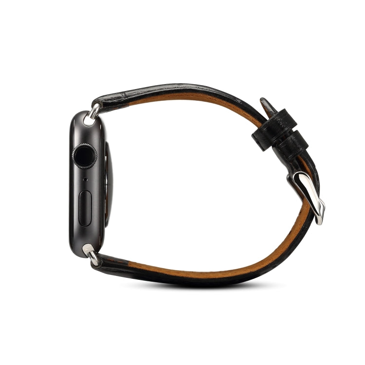 Denior Crocodile Grain Watch Cowhide Leather Watch Band for Apple Watch Series 7 41mm / 6 & SE & 5 & 4 40mm / 3 & 2 & 1 38mm (Black) - free shipping - PMC TechLife - Order now!