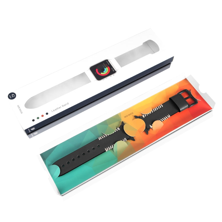 DUX DUCIS Fashion Woven Pattern Top-grain Leather Wrist Watch Band for Apple Watch Series 8&7 45mm / SE 2&6&SE&5&4 44mm / 3&2&1 42mm(Black) - Watch Bands by DUX DUCIS | Online Shopping South Africa | PMC TechLife | Buy Now Pay Later Mobicred