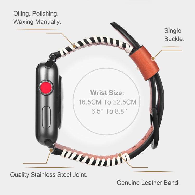 DUX DUCIS Fashion Woven Pattern Top-grain Leather Wrist Watch Band for Apple Watch Series 8&7 45mm / SE 2&6&SE&5&4 44mm / 3&2&1 42mm(Black) - Watch Bands by DUX DUCIS | Online Shopping South Africa | PMC TechLife | Buy Now Pay Later Mobicred