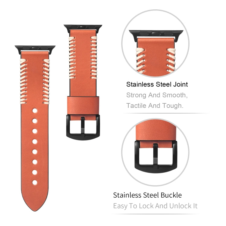 DUX DUCIS Fashion Woven Pattern Top-grain Leather Wrist Watch Band for Apple Watch Series 8&7 45mm / SE 2&6&SE&5&4 44mm / 3&2&1 42mm(Brown) - Watch Bands by DUX DUCIS | Online Shopping South Africa | PMC TechLife | Buy Now Pay Later Mobicred