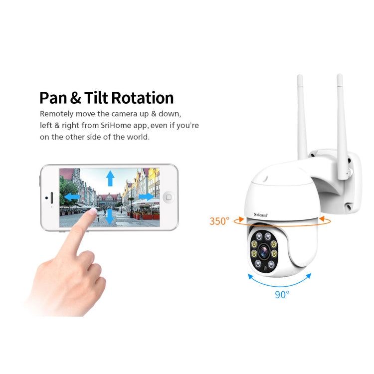 Sricam SP028 1080P HD Outdoor PTZ Camera, Support Two Way Audio / Motion Detection / Humanoid Detection / Color Night Vision / TF Card, AU Plug - Wireless Camera by Sricam | Online Shopping South Africa | PMC TechLife