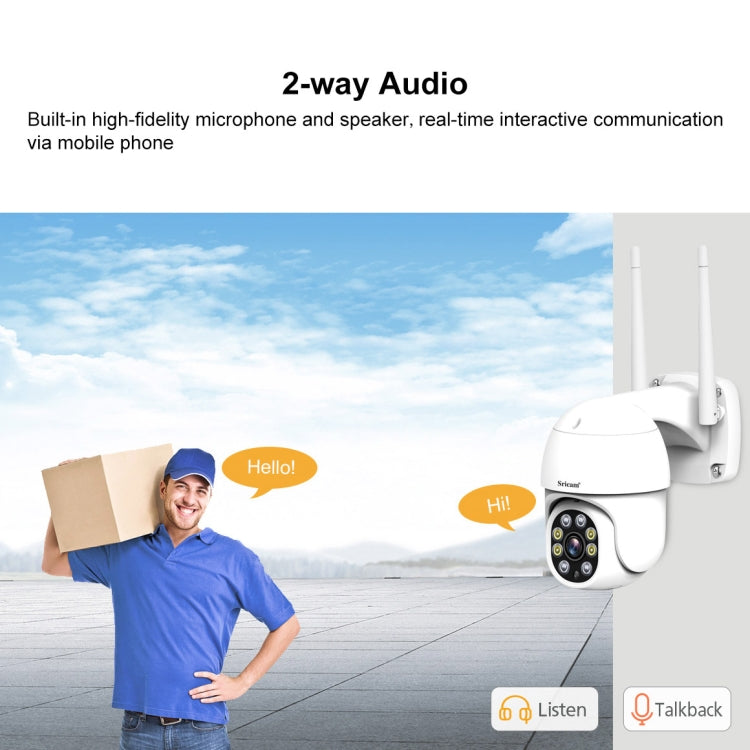 Sricam SP028 1080P HD Outdoor PTZ Camera, Support Two Way Audio / Motion Detection / Humanoid Detection / Color Night Vision / TF Card, AU Plug - Wireless Camera by Sricam | Online Shopping South Africa | PMC TechLife