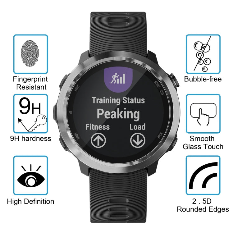 2 PCS ENKAY Hat-Prince for  Garmin Forerunner 645 0.2mm 9H Surface Hardness 2.15D Curved Edge Tempered Glass Screen Protector - Screen Protector by ENKAY | Online Shopping South Africa | PMC TechLife | Buy Now Pay Later Mobicred