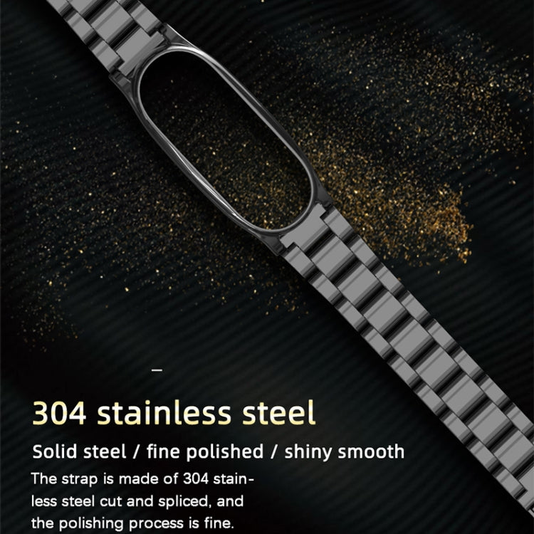 Mijobs Stainless Steel Metal Watch Band for Xiaomi Mi Band 3 & 4 & 5 & 6(Rose Gold) - Watch Bands by MIJOBS | Online Shopping South Africa | PMC TechLife | Buy Now Pay Later Mobicred