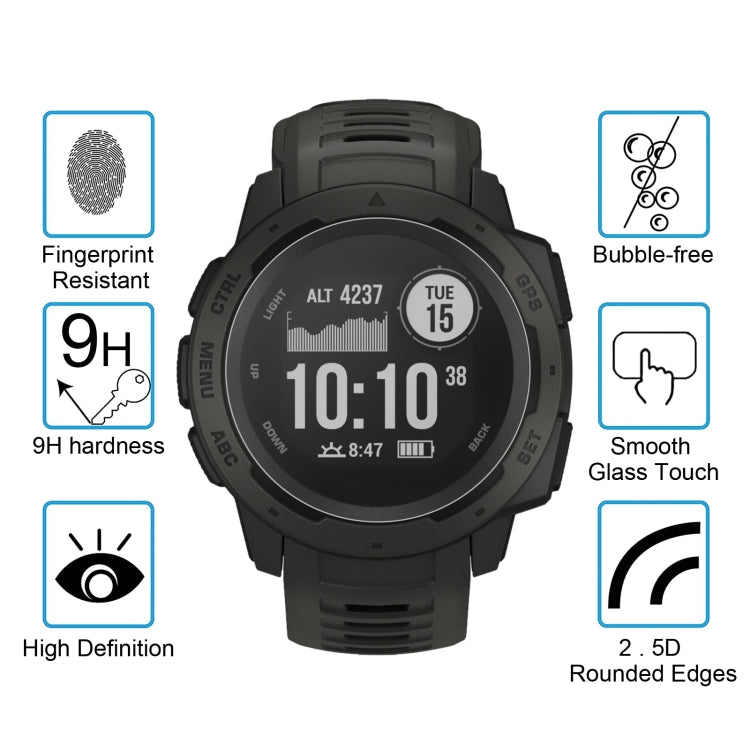 ENKAY Hat-Prince 0.2mm 9H 2.15D Curved Edge Tempered Glass Film for Garmin Instinct Intelligent Sports Watch - free shipping - PMC TechLife - Order now!