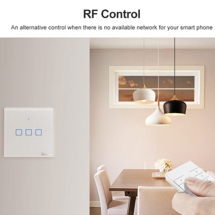 Sonoff T2 Touch 86mm Tempered Glass Panel Wall Switch Smart Home Light Touch Switch, Compatible with Alexa and Google Home, AC 100V-240V, EU Plug - Smart Switch by PMC TechLife | Online Shopping South Africa | PMC TechLife