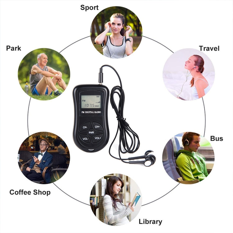 HRD-107 DSP Digital Display Portable Stereo FM Radio with Headset(Black) - free shipping - PMC TechLife - Order now!