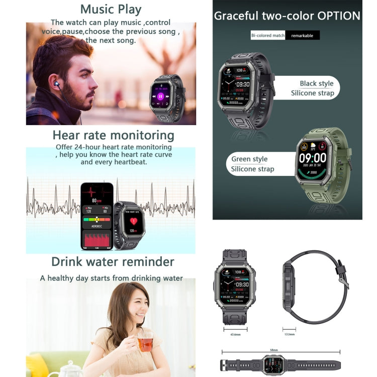 KR06 Waterproof Pedometer Sport Smart Watch, Support Heart Rate / Blood Pressure Monitoring / BT Calling (Camouflage Black) - Smart Watches by PMC TechLife | Online Shopping South Africa | PMC TechLife | Buy Now Pay Later Mobicred