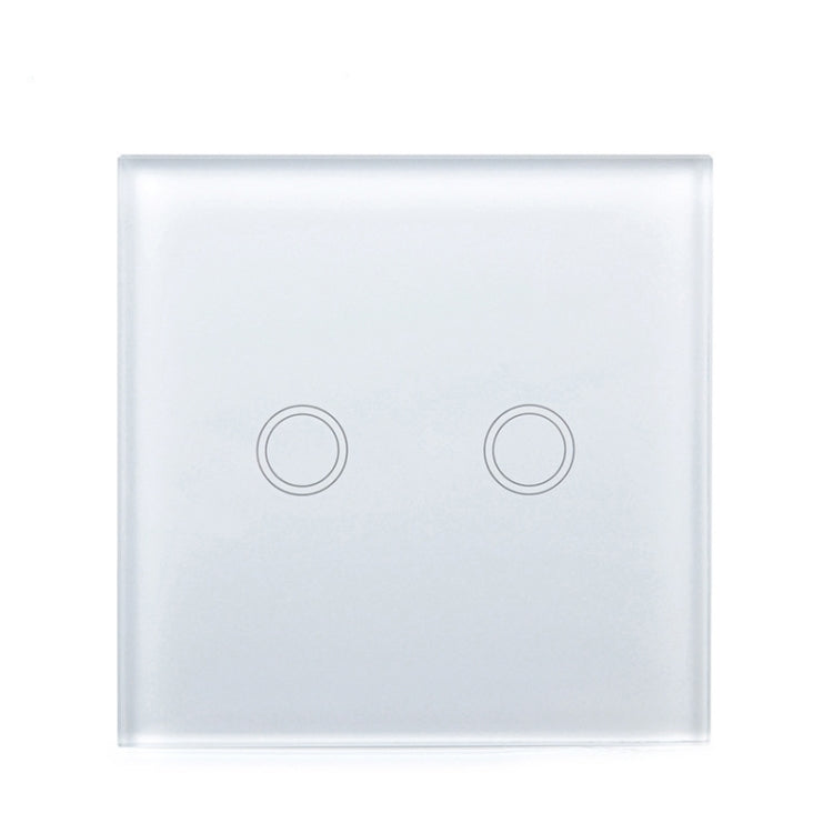 86mm 2 Gang Tempered Glass Panel Wall Switch Smart Home Light Touch Switch with RF433 Remote Controller, AC 110V-240V(White) - Smart Switch by PMC TechLife | Online Shopping South Africa | PMC TechLife