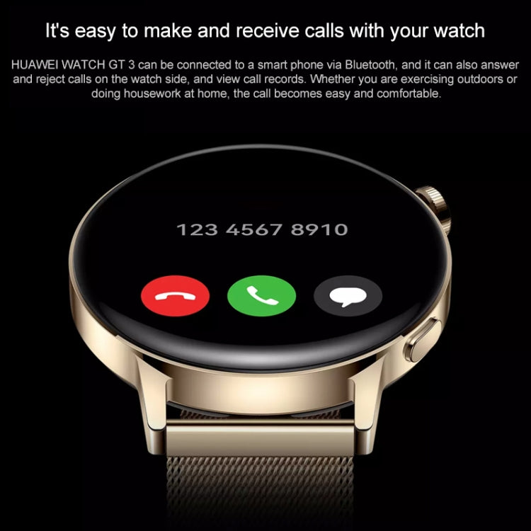 HUAWEI WATCH GT 3 Smart Watch 46mm Rubber Wristband, 1.43 inch AMOLED Screen, Support Heart Rate Monitoring / GPS / 14-days Battery Life / NFC(Black) - free shipping - PMC TechLife - Order now!