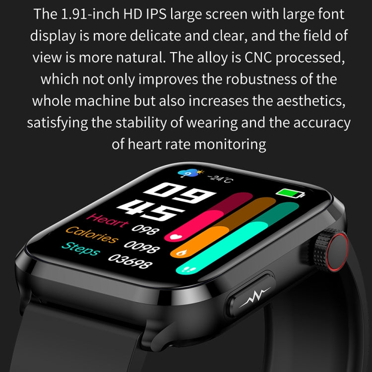 ET210 1.91 inch IPS Screen IP67 Waterproof Silicone Band Smart Watch, Support Body Temperature Monitoring / ECG (Black) - free shipping - PMC TechLife - Order now!
