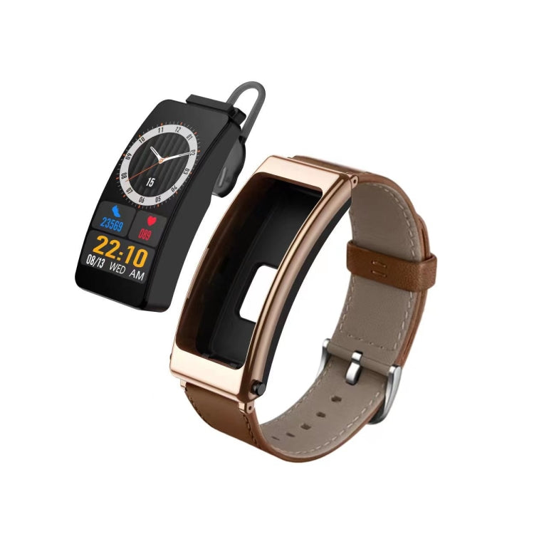 K13 1.14 inch Leather Band Earphone Detachable Smart Watch Support Bluetooth Call (Brown) - Smart Watches by PMC TechLife | Online Shopping South Africa | PMC TechLife