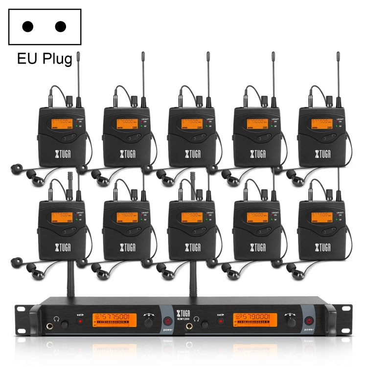 XTUGA IEM1200 Wireless Transmitter 10 Bodypack Stage Singer In-Ear Monitor System(EU Plug) - Microphone by XTUGA | Online Shopping South Africa | PMC TechLife