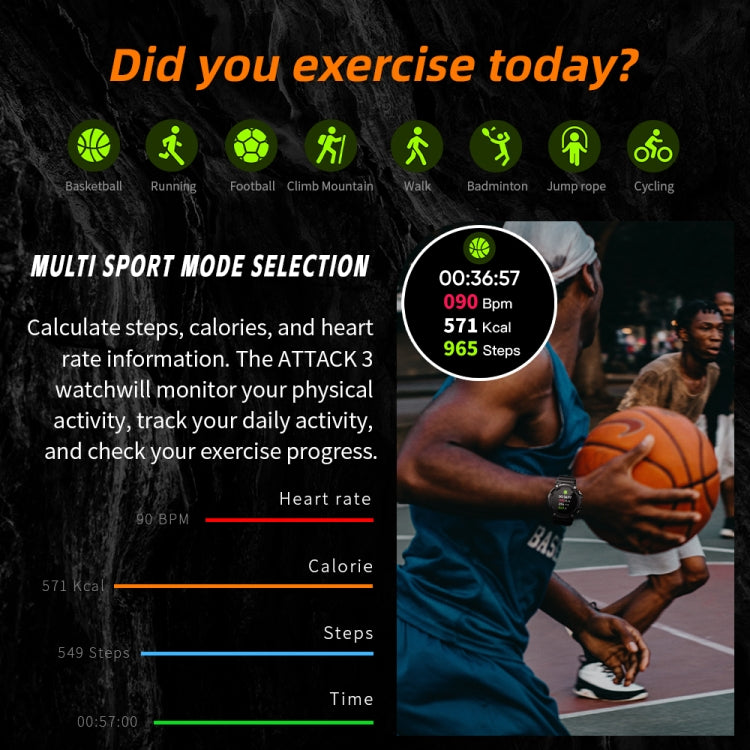 LOKMAT ATTACK 3 1.28 inch TFT Screen Sports Fitness Smart Watch, Support Bluetooth Call(Black) - free shipping - PMC TechLife - Order now!