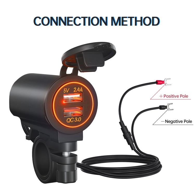ZH-723F4 Car / Motorcycle QC3.0 Cell Phone Fast Charging Dual USB Car Charger(Orange Light) - DIY Modified Charger by PMC TechLife | Online Shopping South Africa | PMC TechLife