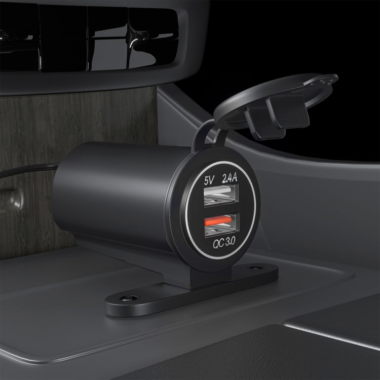 ZH-723F5 Car / Motorcycle QC3.0 Cell Phone Fast Charging Dual USB Car Charger(White Light) - DIY Modified Charger by PMC TechLife | Online Shopping South Africa | PMC TechLife