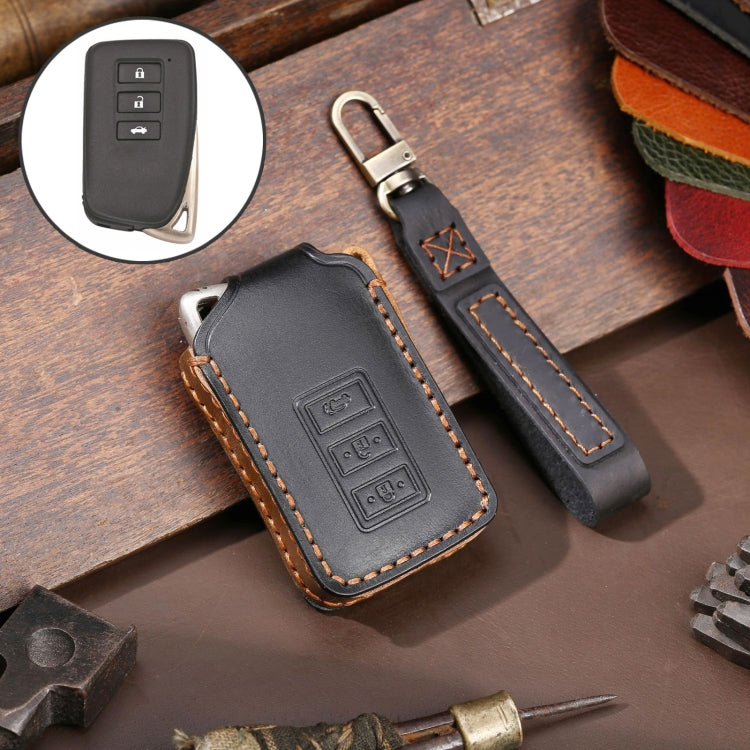 For Lexus 3-button Hallmo Car Cowhide Leather Key Protective Cover Key Case(Black) - free shipping - PMC TechLife - Order now!