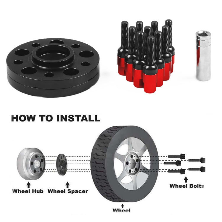 For Mercedes-Benz 20mm Car Modified Wheel Hub Flange Center Wheel Spacer with M12x1.5 Screws (Red) - free shipping - PMC TechLife - Order now!