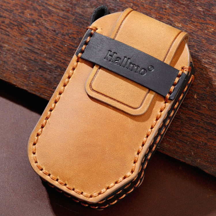 For KIA Carnival EX / SX Hallmo Car Cowhide Leather Key Protective Cover Key Case(Black) - Car Key Cases by Hallmo | Online Shopping South Africa | PMC TechLife | Buy Now Pay Later Mobicred