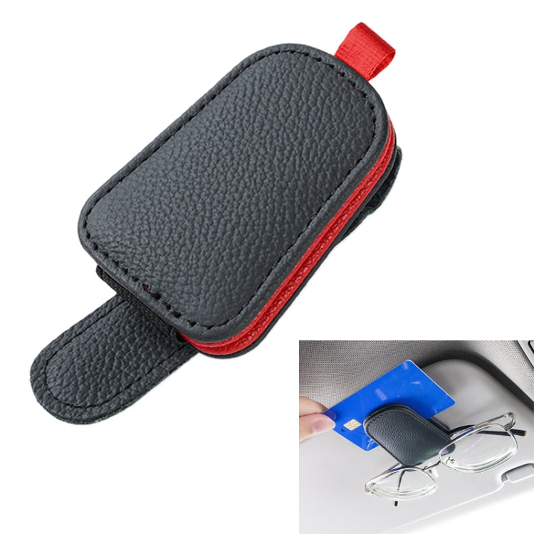 Car Sun Visor Glasses Clip Multi-functional Card Storage Bracket (Black Red) - Sunglasses & Glasses Clips by PMC TechLife | Online Shopping South Africa | PMC TechLife