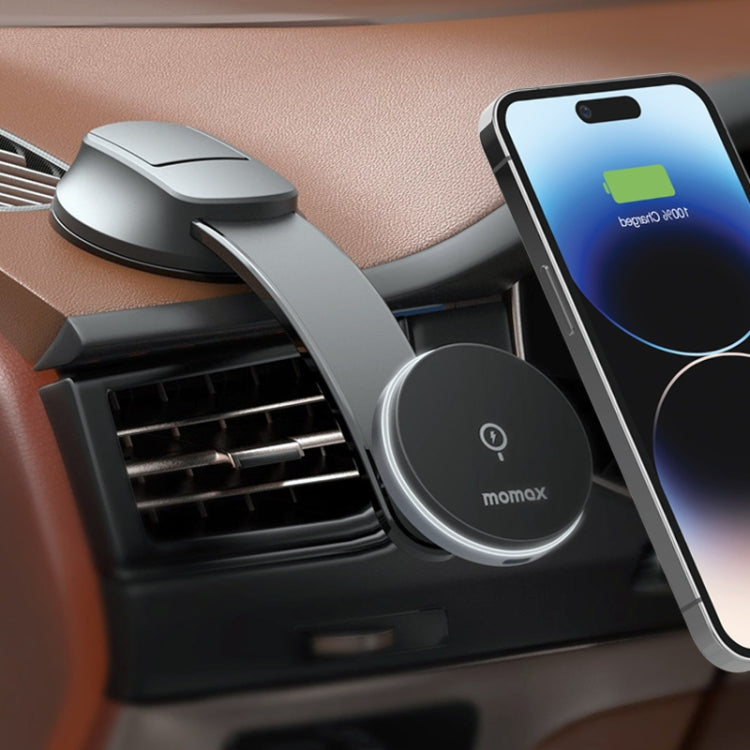 MOMAX CM25B Magnetic Wireless Charger Car Suction Cup Phone Holder - free shipping - PMC TechLife - Order now!