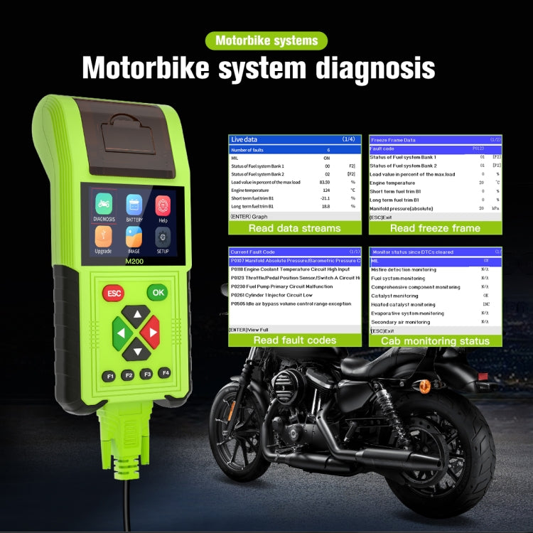 JDiag M200 8V-30V OBD Motorcycles Diagnostic Instrument with Data Printing, Standard Version - Code Readers & Scan Tools by PMC TechLife | Online Shopping South Africa | PMC TechLife