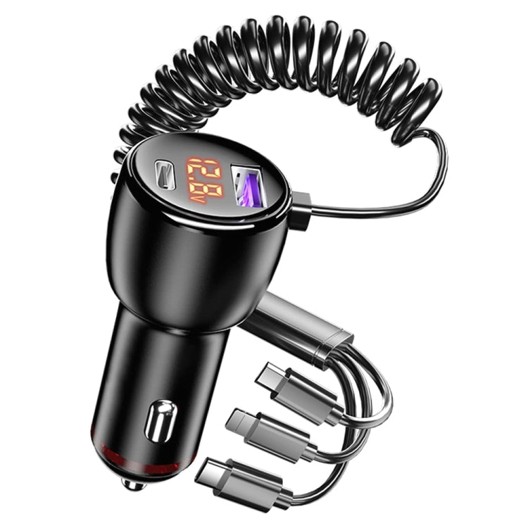 Ozio HX08 231W Type-C + USB Dual Port Car Charger with 3 in 1 Spring Data Cable - free shipping - PMC TechLife - Order now!