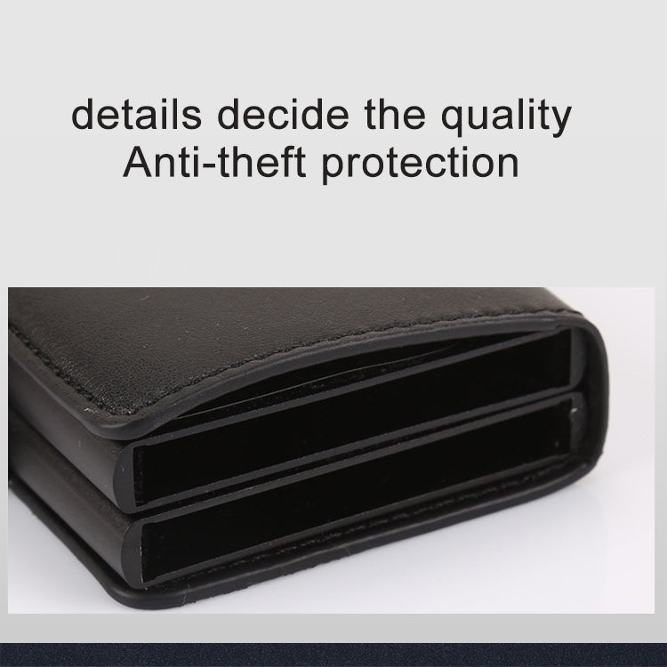 X-7 Antimagnetic RFID  Multi-functional Aluminum Crazy Horse Texture Leather Card Bag Wallet(Black) - free shipping - PMC TechLife - Order now!