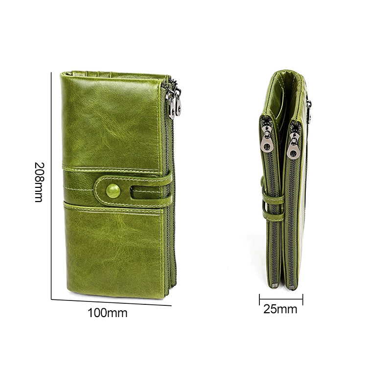 3520 Long Cowhide Leather Folding Anti-magnetic RFID Wallet for Ladies, with Card Slots(Blue) - free shipping - PMC TechLife - Order now!