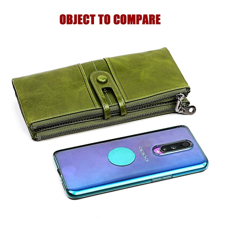 3520 Long Cowhide Leather Folding Anti-magnetic RFID Wallet for Ladies, with Card Slots(Blue) - free shipping - PMC TechLife - Order now!