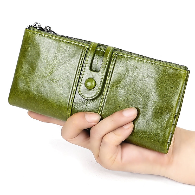 3520 Long Cowhide Leather Folding Anti-magnetic RFID Wallet for Ladies, with Card Slots(Red) - free shipping - PMC TechLife - Order now!