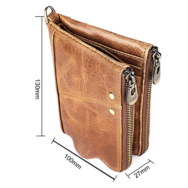 3533 Long Crazy Horse Texture Cowhide Leather Folding Anti-magnetic RFID Wallet Clutch Bag for Men, with Card Slots(Blue) - Antimagnetic RFID Package by PMC TechLife | Online Shopping South Africa | PMC TechLife | Buy Now Pay Later Mobicred
