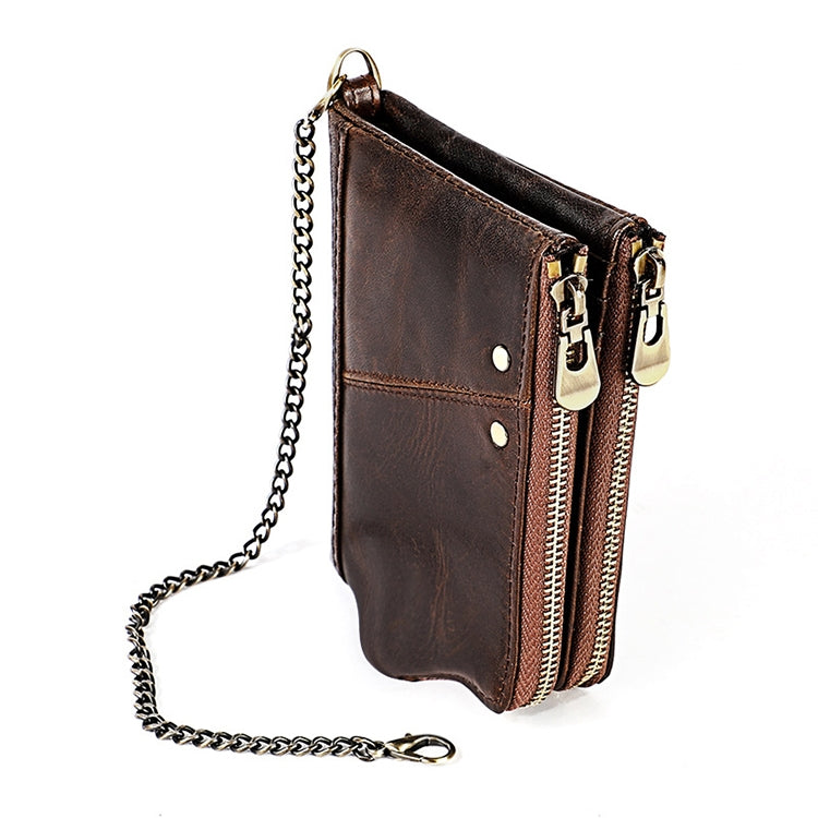 LT3533 Long Crazy Horse Texture Cowhide Leather Folding Anti-magnetic RFID Wallet Clutch Bag for Men, with Card Slots & Shoulder Strap(Coffee) - free shipping - PMC TechLife - Order now!