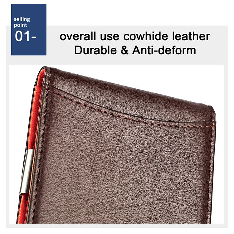 9606 Cowhide Leather Anti-magnetic RFID Multiple Card Slots Wallet for Men, with Zipper Bag(Coffee) - Antimagnetic RFID Package by PMC TechLife | Online Shopping South Africa | PMC TechLife | Buy Now Pay Later Mobicred