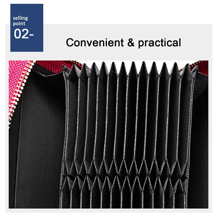 KB213 Diamond Texture Zipper Cowhide Leather Double Row Organ Shape Multiple Card Slots Anti-magnetic RFID Wallet Clutch Bag for Ladies (Pink) - free shipping - PMC TechLife - Order now!