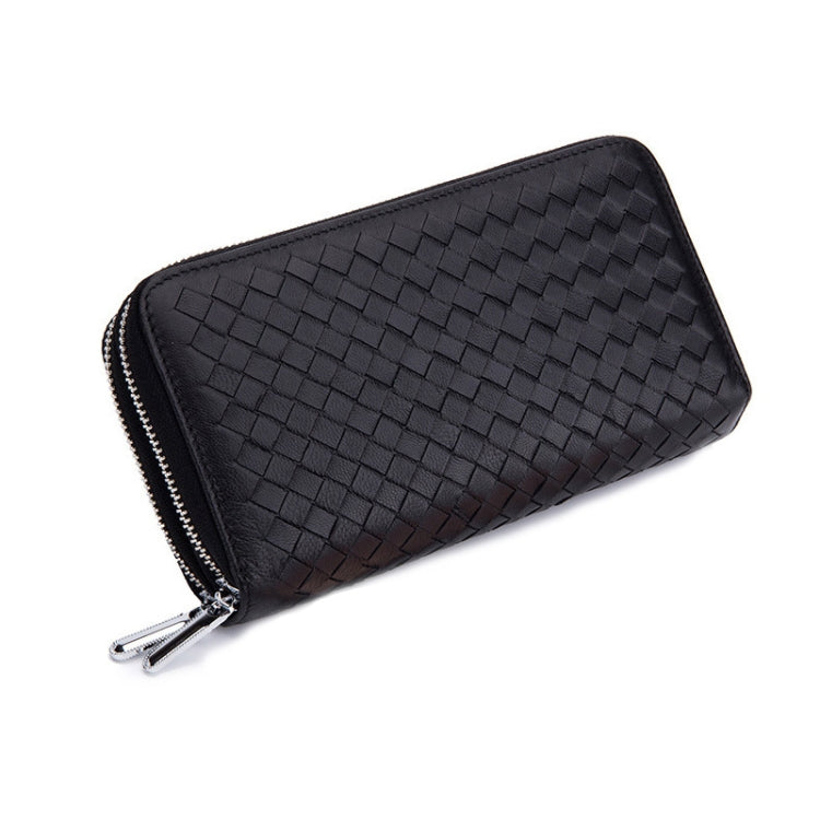 Sheepskin Weave Double Zipper Large Capacity Multiple-Card RFID Anti-Theft Wallet Bag (Black) - Antimagnetic RFID Package by PMC TechLife | Online Shopping South Africa | PMC TechLife | Buy Now Pay Later Mobicred