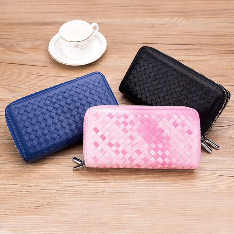 Sheepskin Weave Double Zipper Large Capacity Multiple-Card RFID Anti-Theft Wallet Bag (Black) - Antimagnetic RFID Package by PMC TechLife | Online Shopping South Africa | PMC TechLife | Buy Now Pay Later Mobicred