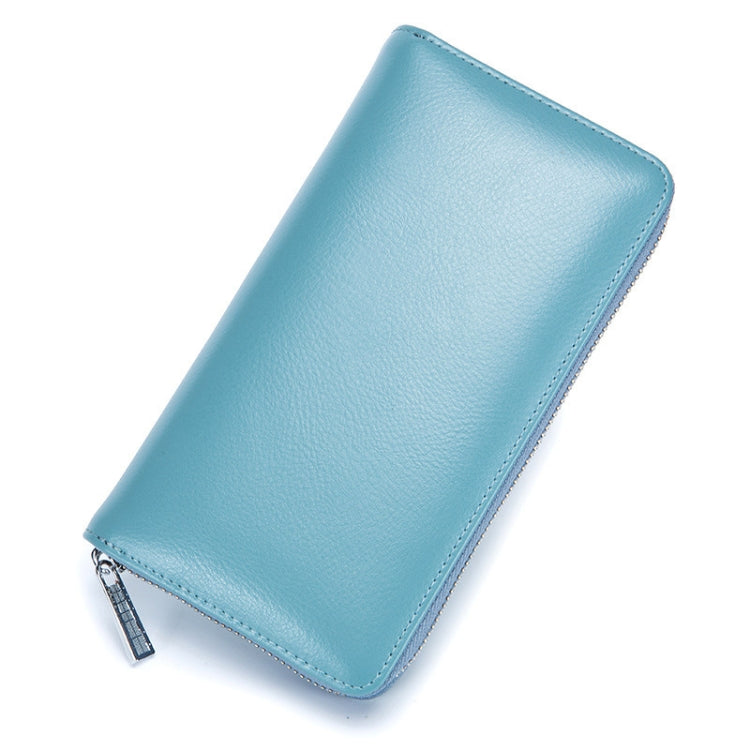 Two-Layer Cowhide Leather Organ Card Holder Multiple-Card RFID Anti-Theft Wallet Bag(Baby Blue) - free shipping - PMC TechLife - Order now!