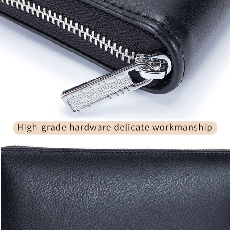 Two-Layer Cowhide Leather Organ Card Holder Multiple-Card RFID Anti-Theft Wallet Bag(Red Purple) - free shipping - PMC TechLife - Order now!